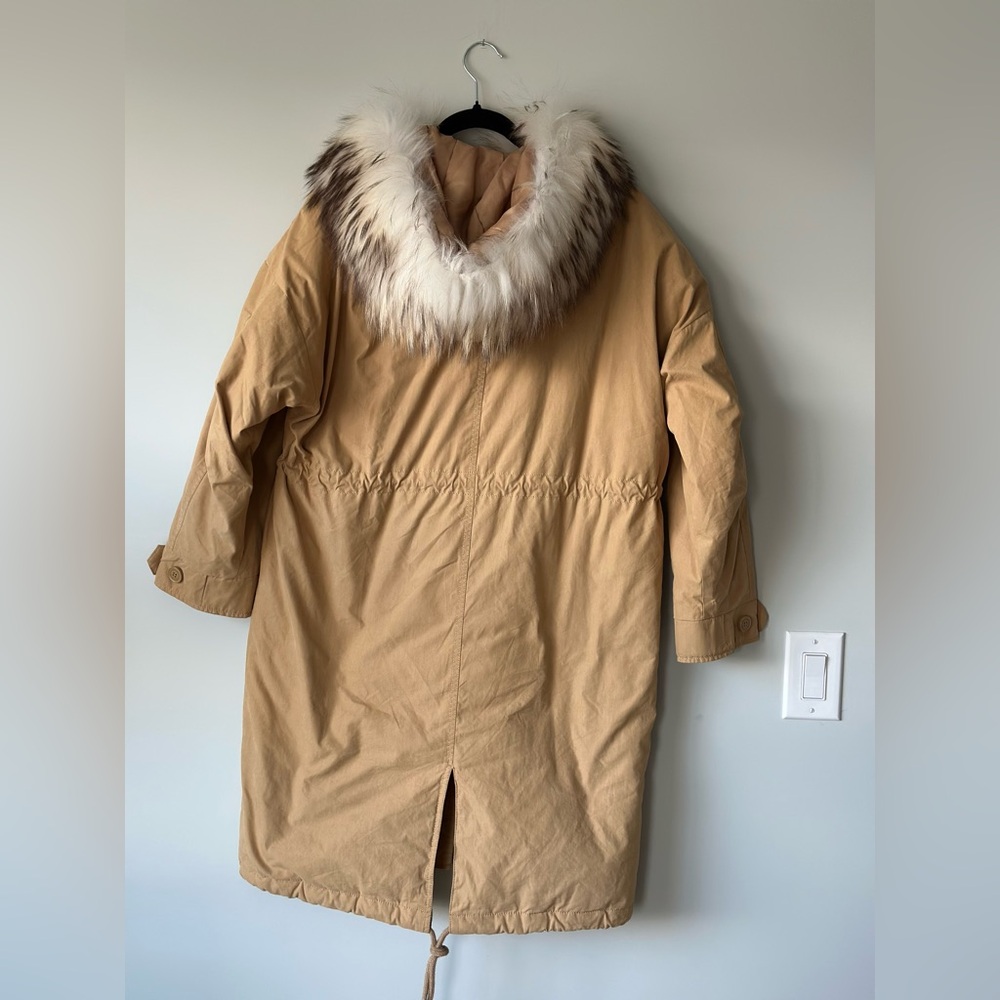 JUCY JUDY Beige Fur-Trimmed Women's Coat - Picture 5 of 14